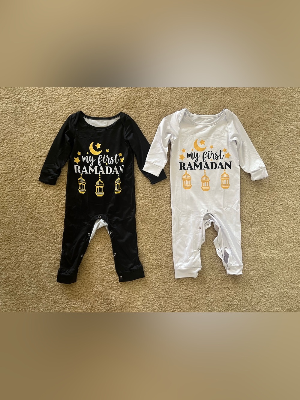 My First Ramadan Toddler Romper - Black and White SET of 2